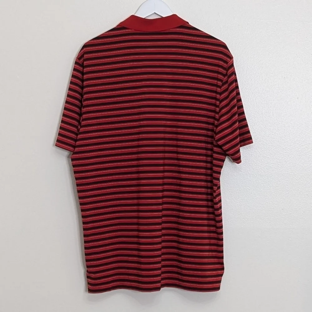 Adidas Golf Polo Men Large Red Black Striped Short Sleeve